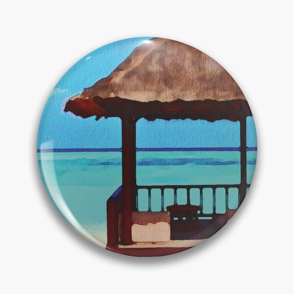 Item preview, Maldives coastal beach hut scene, watercolour effect designed and sold by Gerald Waters.