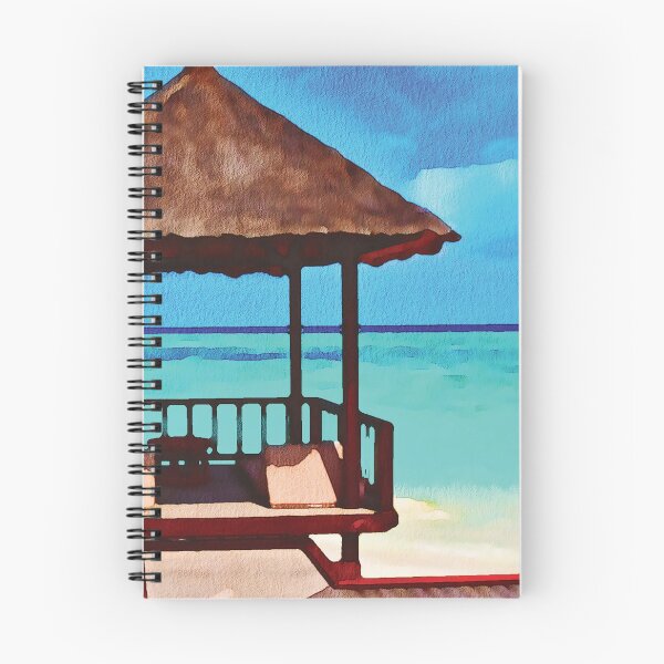Item preview, Maldives coastal beach hut scene, watercolour effect designed and sold by Gerald Waters.