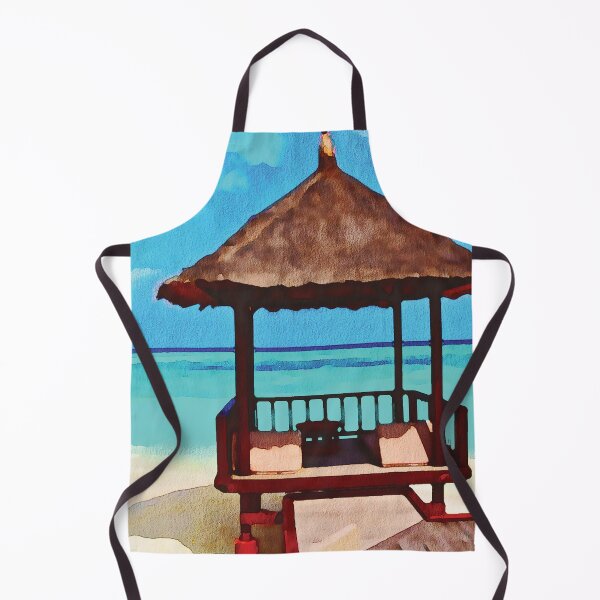 Item preview, Maldives coastal beach hut scene, watercolour effect designed and sold by Gerald Waters.