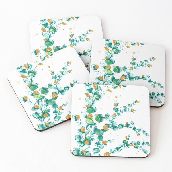 Item preview, watercolor green and gold eucalyptus branch, eucalyptus leaves, gold eucalyptus, eucalyptus branch, botanical illustration designed and sold by Anaïs Illustration.
