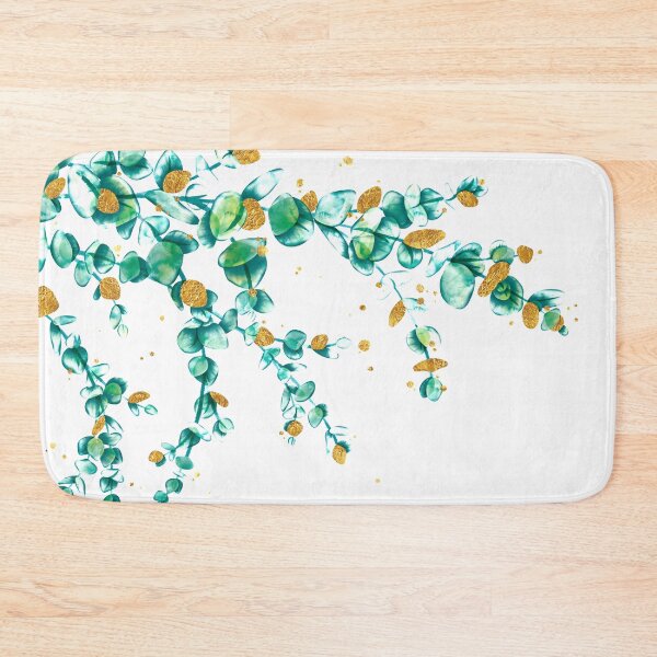 Item preview, watercolor green and gold eucalyptus branch, eucalyptus leaves, gold eucalyptus, eucalyptus branch, botanical illustration designed and sold by Anaïs Illustration.