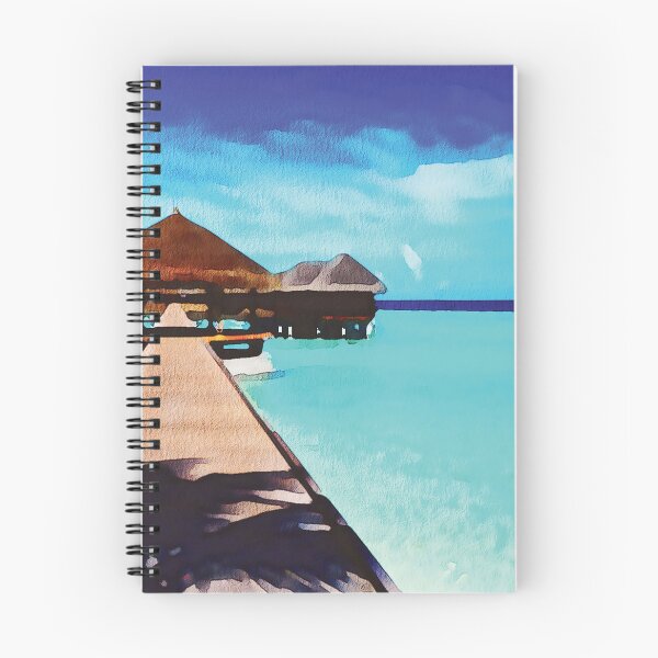 Item preview, Maldives coastal beach hut scene, watercolour effect designed and sold by Gerald Waters.