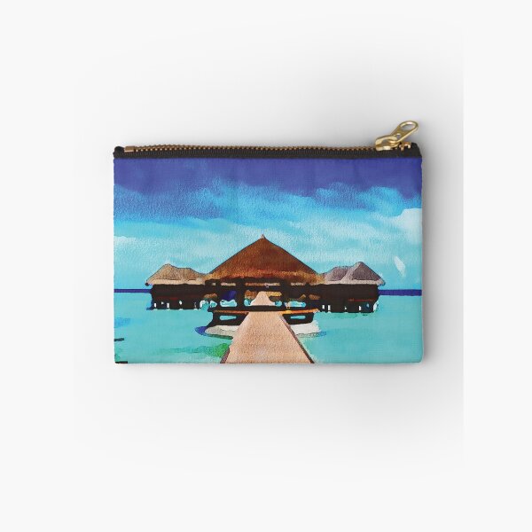 Item preview, Maldives coastal beach hut scene, watercolour effect designed and sold by Gerald Waters.