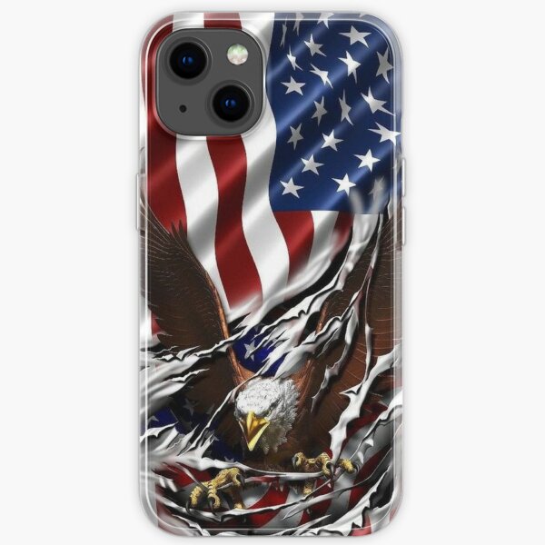 American Eagle & Flag, Patriot gear, USA iPhone Soft Case
