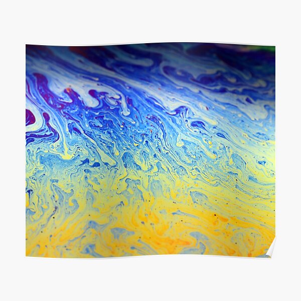 Soap bubble - blue-yellow wave Poster