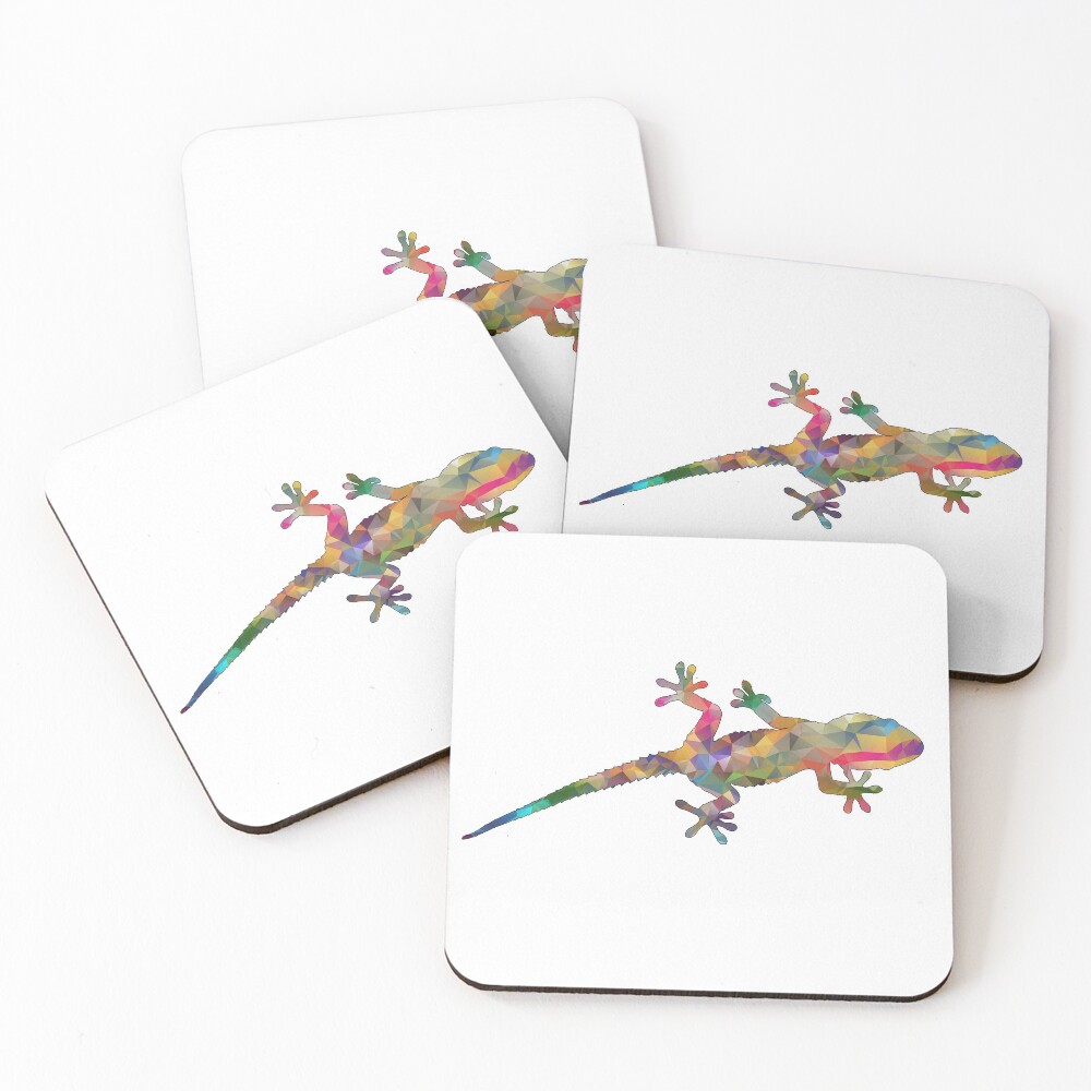 Colourful Gecko Print Coasters (Set of 4)