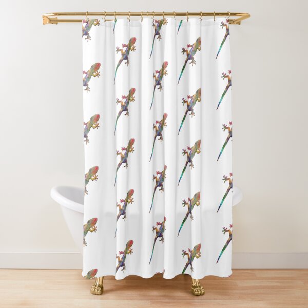 Colourful Gecko Print Shower Curtain