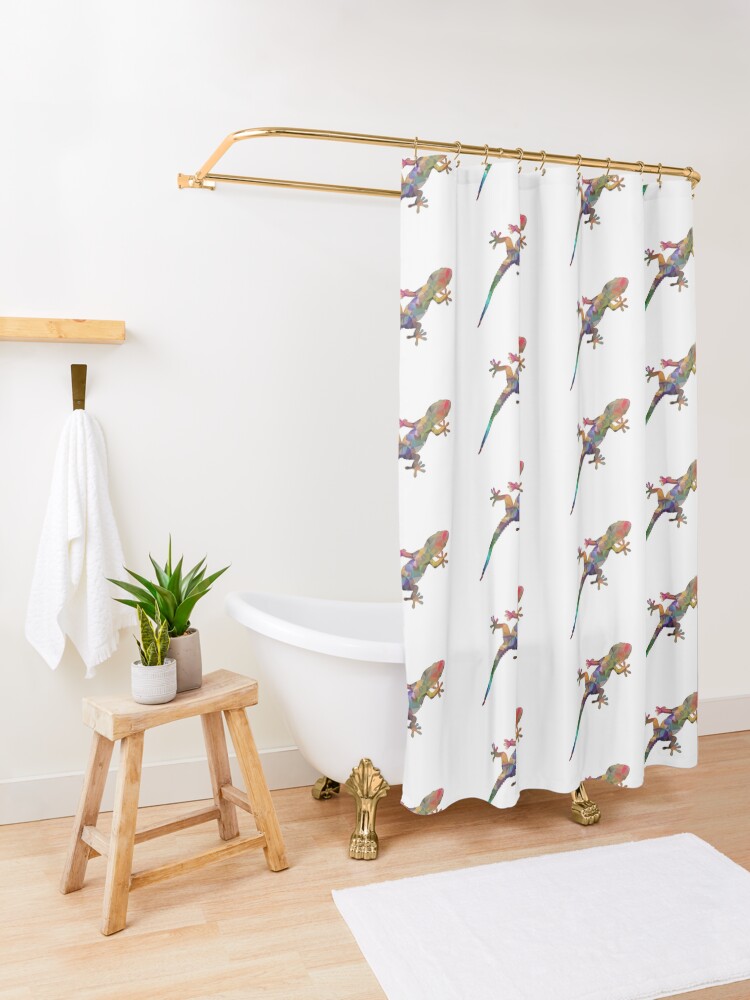 Alternate view of Colourful Gecko Print Shower Curtain