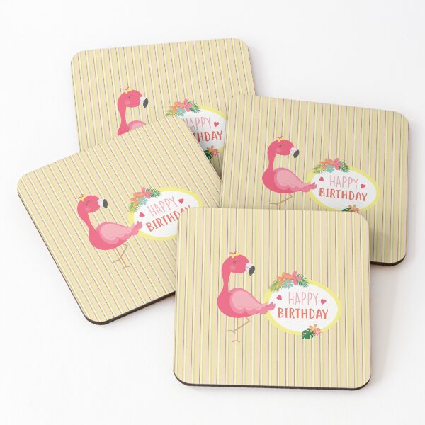 Item preview, Flamingo birthday wishes designed and sold by printhappy.