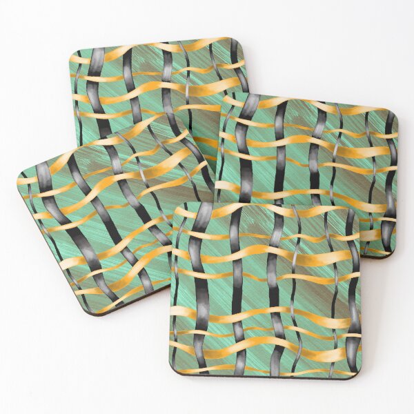 Item preview, Black and golden stripes on textured green and brown background designed and sold by NinaJayasinghe.