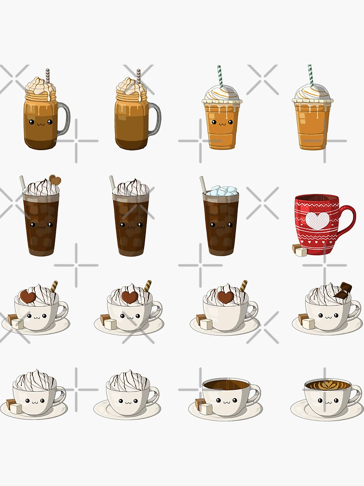 Cute Kawaii Coffee Lovers Latte Mug Stickers – Detour Shirts