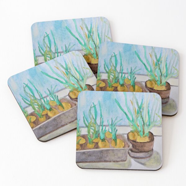 Item preview, Spring onion on kitchen windowsill designed and sold by MartaTerkiewicz.