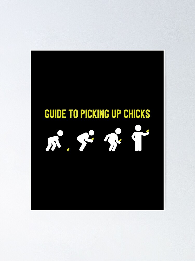 "Guide To Picking Up Chicks Funny Sarcastic Chicken Joke" Poster by