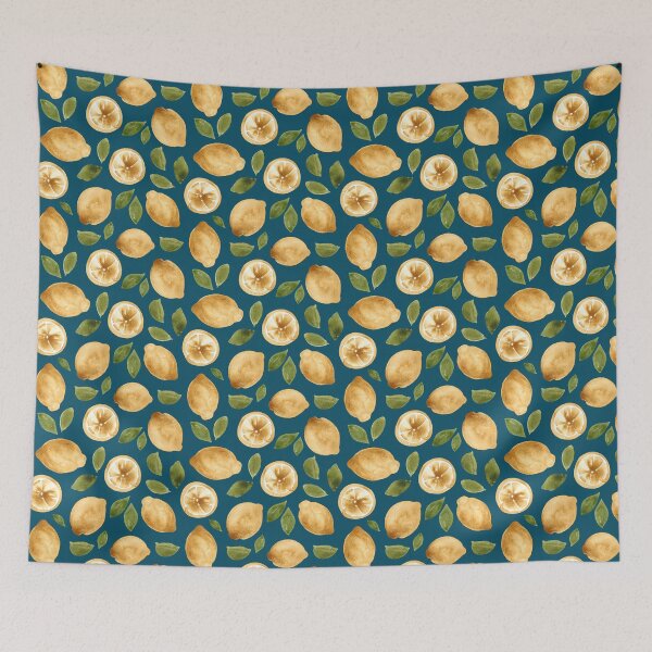 Item preview, Lemon Grove, Blue, Lemon Painting, Lemon Decor, Citrus, Yellow designed and sold by cateandrainn.