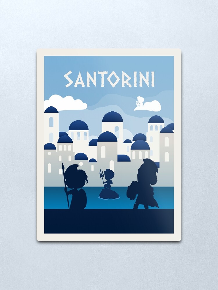Alternate view of Santorini - Board Games - Minimalist Travel Poster Style - Board Game Art Metal Print
