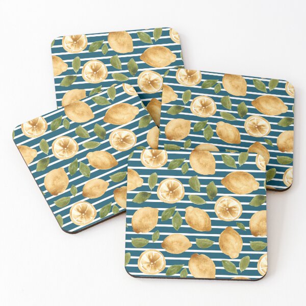Item preview, Copy of Lemon Grove, Blue Stripe, Lemon Painting, Lemon Decor, Citrus, Yellow designed and sold by cateandrainn.