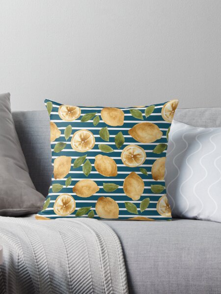 Vista previa del artículo con la obra «Copia de Lemon Grove, franja azul, pintura de limón, decoración de limón, cítricos, amarillo», diseñado y vendido por cateandrainn.