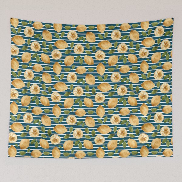 Item preview, Copy of Lemon Grove, Blue Stripe, Lemon Painting, Lemon Decor, Citrus, Yellow designed and sold by cateandrainn.