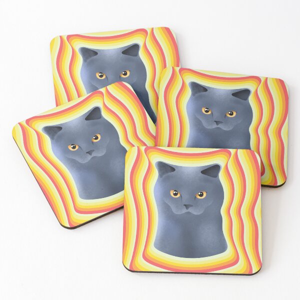 Item preview, chartreux cat with firey background designed and sold by unepommedeterre.