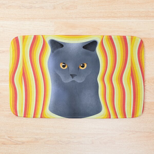 Item preview, chartreux cat with firey background designed and sold by unepommedeterre.