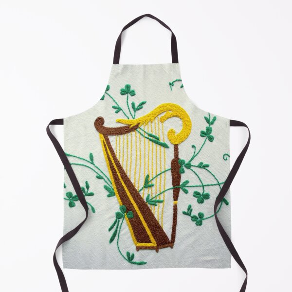 Item preview, Irish Harp & Shamrocks Hand Embroidered on Irish Linen designed and sold by BuyIrishArt.