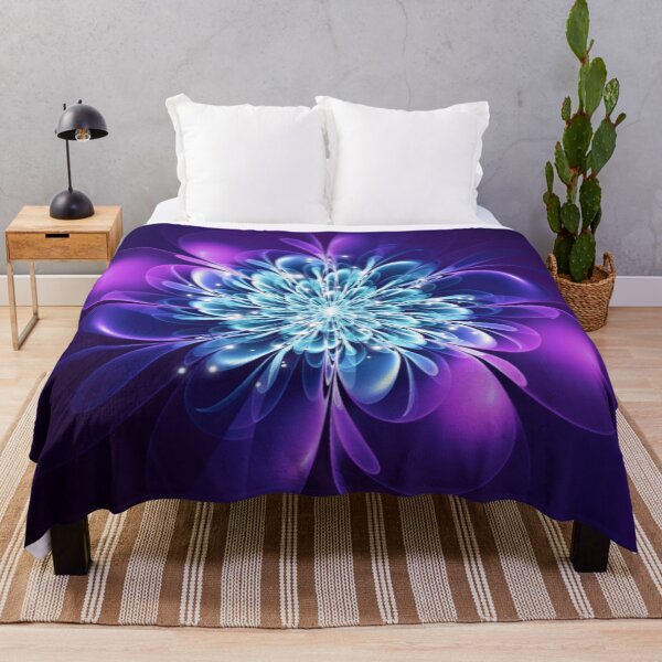 Item preview, Glowing Flower Fractal Sparkles Indigo designed and sold by miraminerva09.