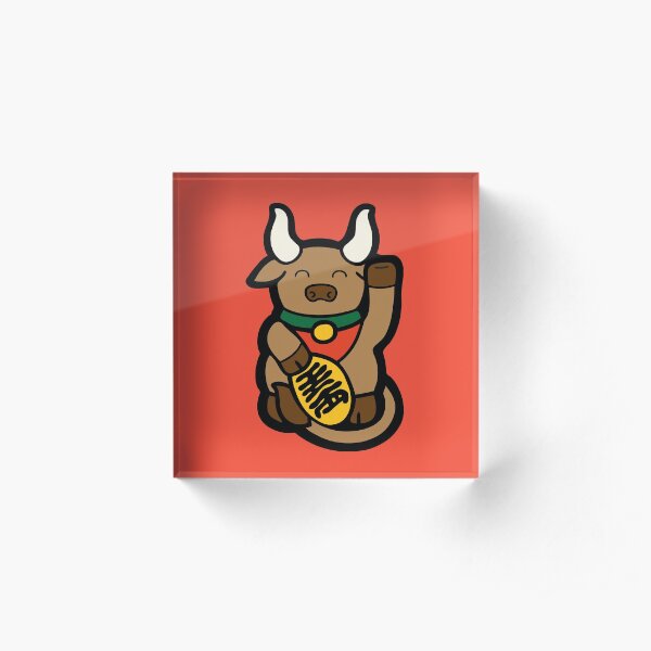 Lucky Chinese Year of the Ox Pattern Acrylic Block