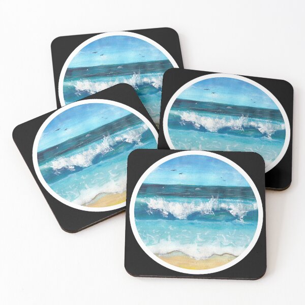 Item preview, Dreamy Beach Waves turquoise Acrylics designed and sold by Lorredraw.