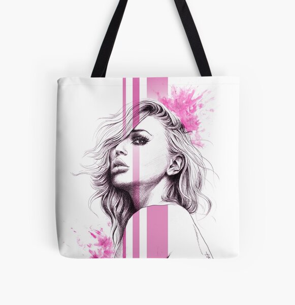 Fashion Line Woman Face Art Minimalist Aesthetic Girl Lady Beauty Eye  Flower Canvas Shoulder Shopper Cotton Handbag Eco Tote Bag