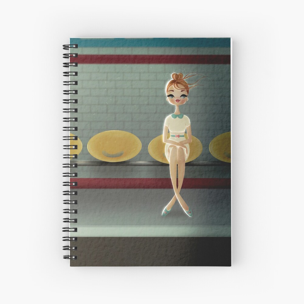 Parisian Woman Mid Century modern style. Retro Vintage Spiral Notebook