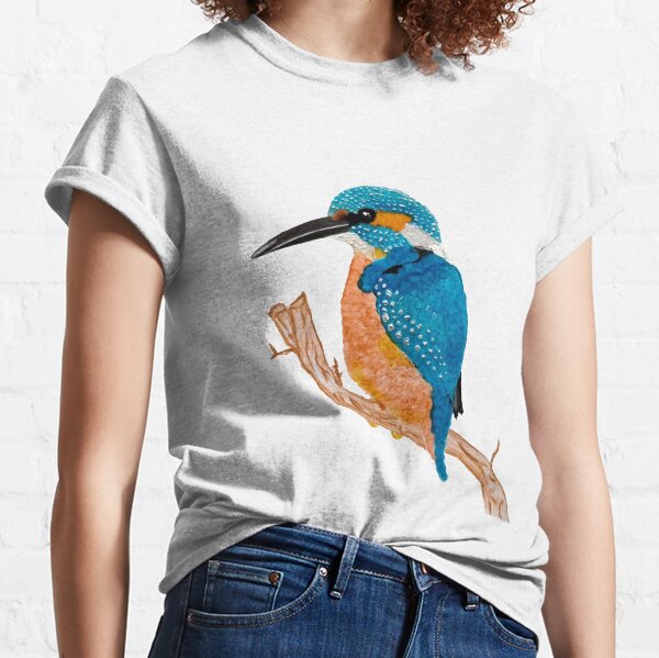 Colorful Kingfisher Bird on a Branch Classic T-Shirt