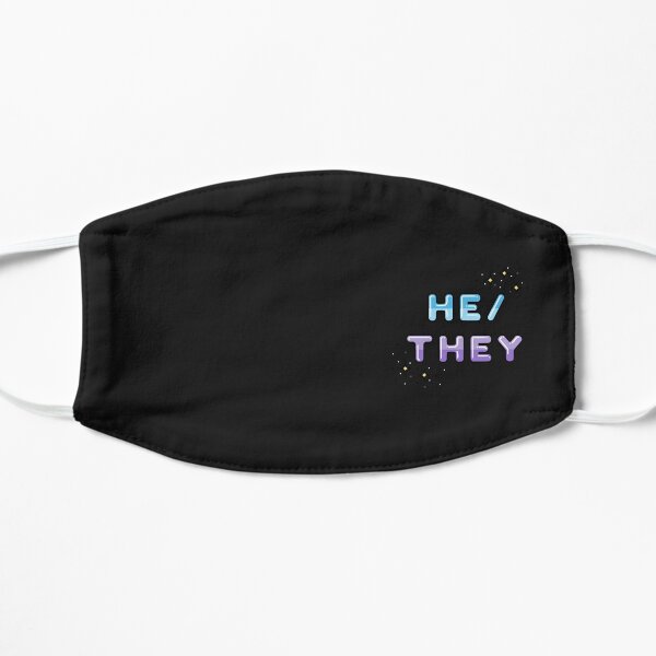 He/They Pronouns Design with Stars Flat Mask