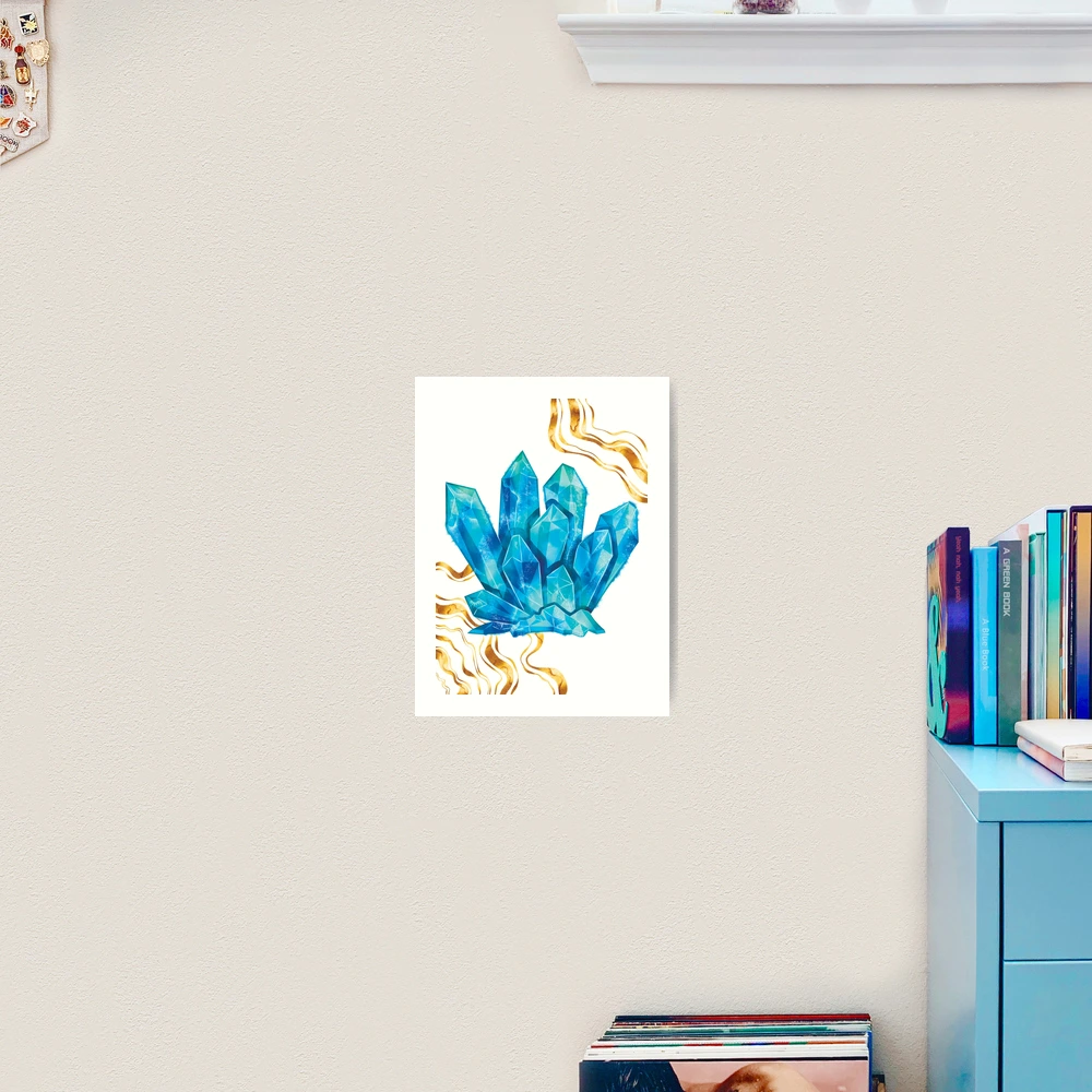 Blue crystal cluster, watercolor crystals, quartz, blue quartz, geode,  witch aesthetic, boho crystal, aesthetic crystal Art Board Print by Anaïs  Illustration