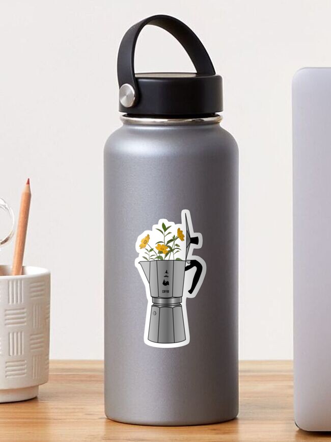Thumbnail 1 of 3, Sticker, Moka Pot with Flowers designed and sold by JTatum95.