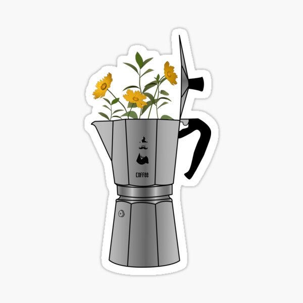 Moka Pot with Flowers Sticker