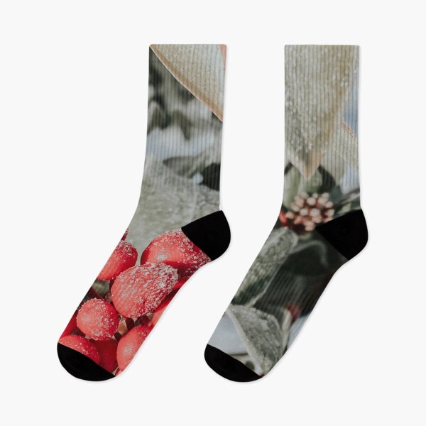 Item preview, Frosty red berries and leaves at sunrise designed and sold by Melissa Peltenburg.