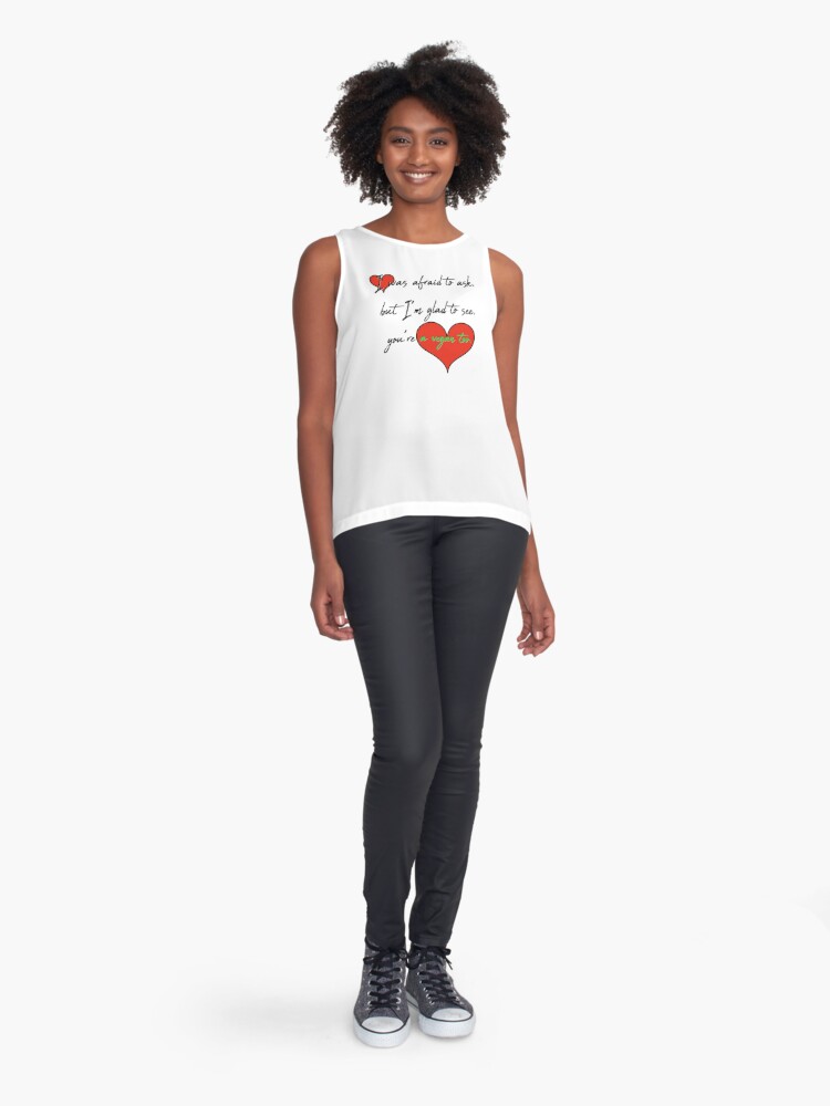 Thumbnail 3 of 6, Sleeveless Top, I am glad to see you are a vegan too - valentine - bright BG designed and sold by reIntegration.