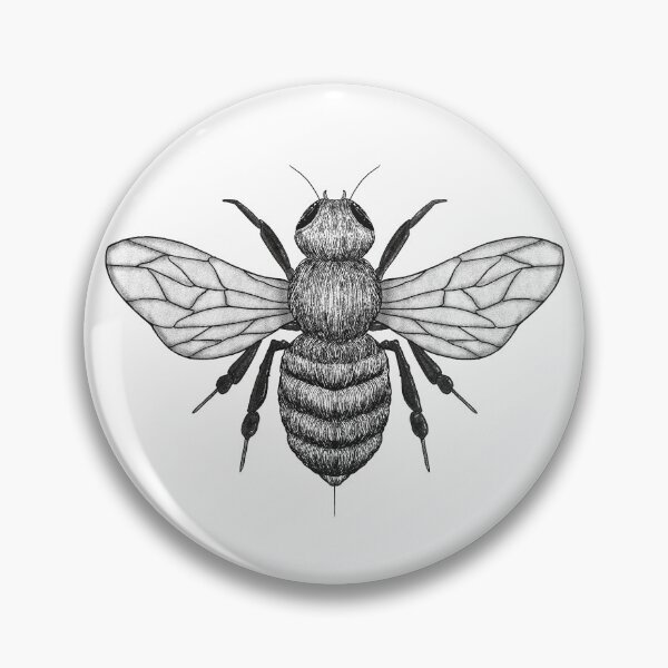 Artikelvorschau, Minimalistische Bienenillustration Honigbiene schwarz und weiß entworfen und verkauft von Elixerdesign.
