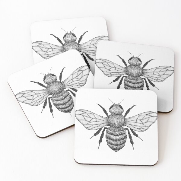 Artikelvorschau, Minimalistische Bienenillustration Honigbiene schwarz und weiß entworfen und verkauft von Elixerdesign.