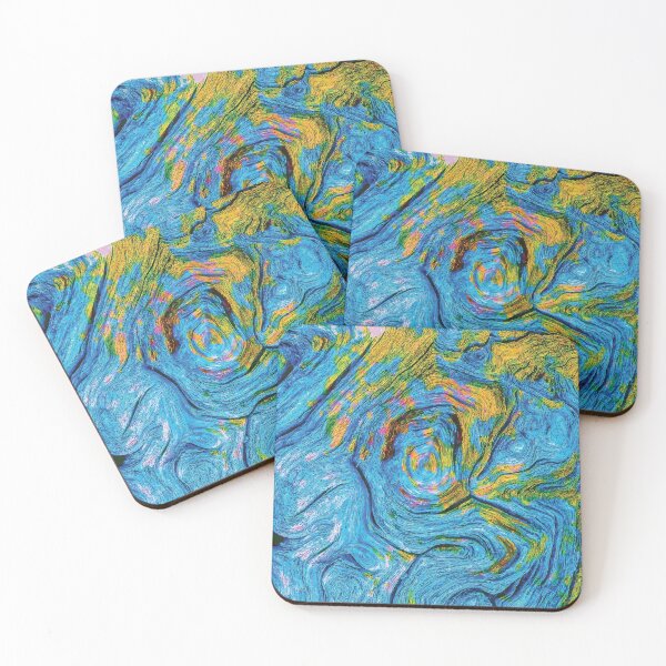 Item preview, Blue Yelllow Trippy Wood Bark Grain Swirl Texture  designed and sold by Ciara Shortall.
