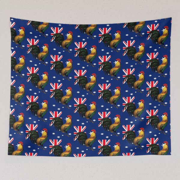 Item preview, Australian Flag Cock Fight Game Fowl designed and sold by Rustic Valley Studio.