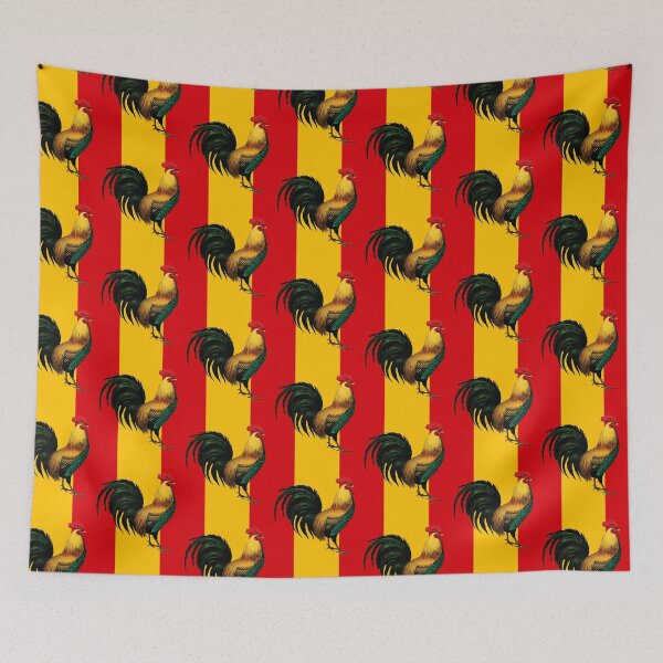 Item preview, Spain Spanish Flag Cock Fight Game Fowl designed and sold by Rustic Valley Studio.