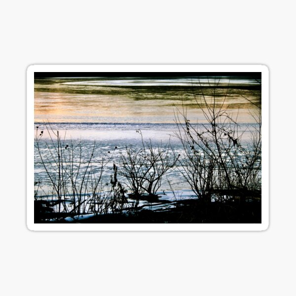 Winter Lake Sunset Sticker