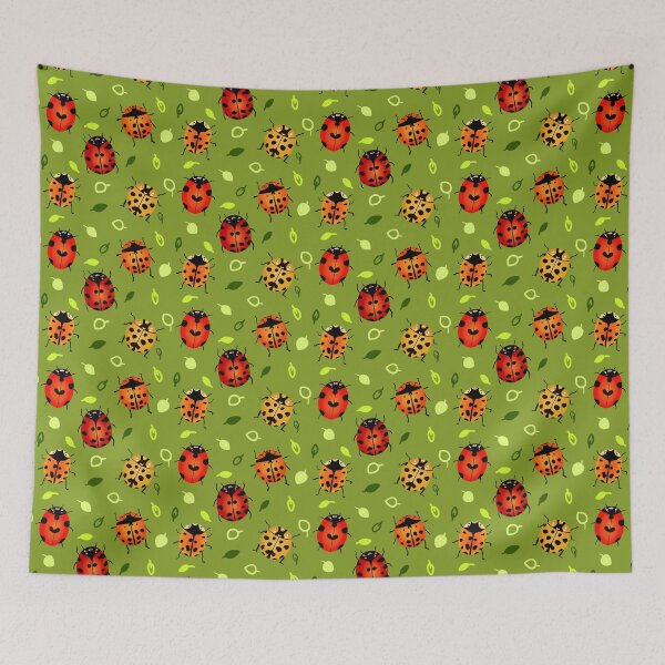 Item preview, Ladybugs - Cute Red, Orange, and Green Bug Illustration Pattern  designed and sold by TheRainbowRoom.