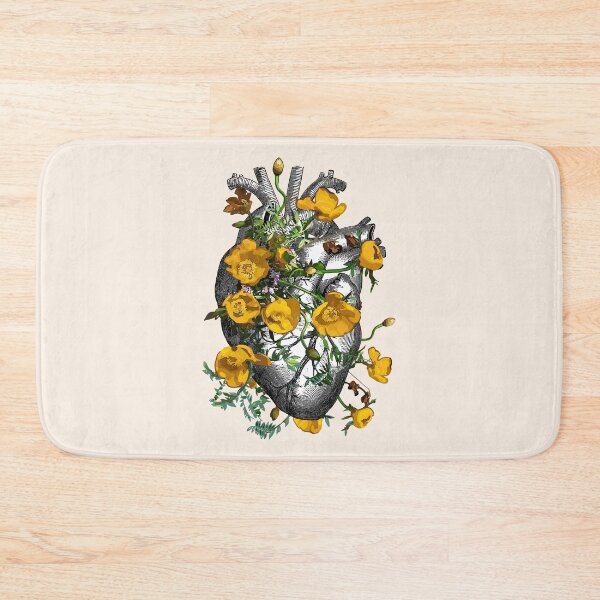 Item preview, Floral Human heart with yellow anemones, vintage effect designed and sold by Collagedream.