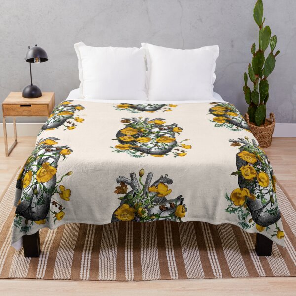 Item preview, Floral Human heart with yellow anemones, vintage effect designed and sold by Collagedream.