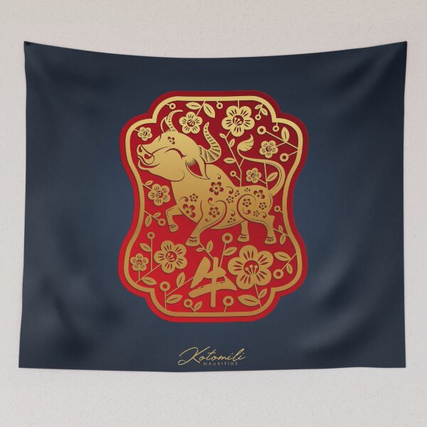 Item preview, Chinese New Year of the Metal Ox in red, gold and blue designed and sold by Kotomili.