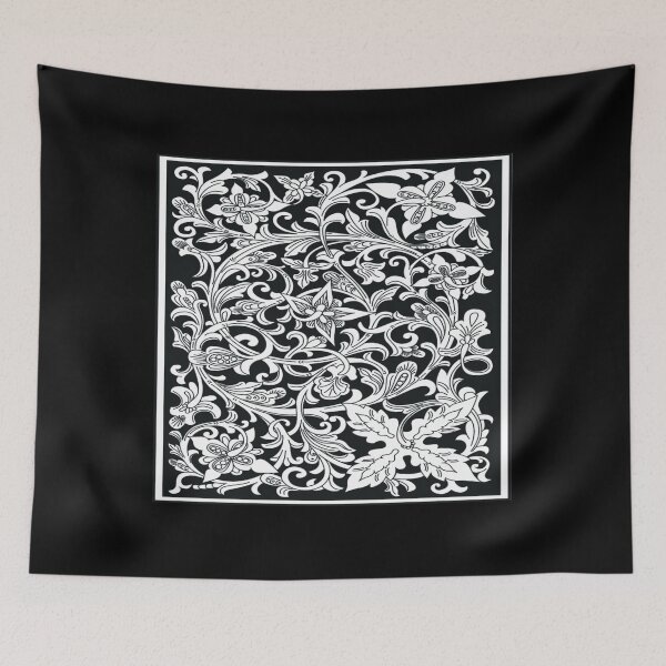 Item preview, Black and white floral Persian Siah Ghalam (black pencil) designed and sold by Zodiac-Mania.