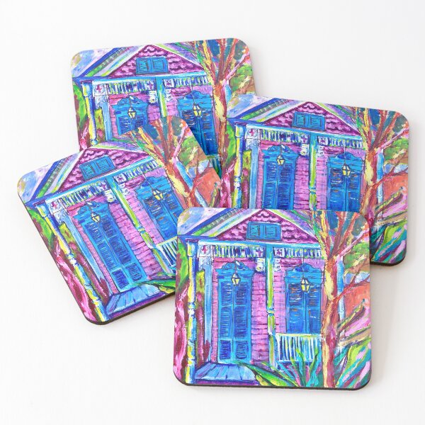 Item preview, pink and blue shotgun house (original painting design) designed and sold by hayleyroussel.