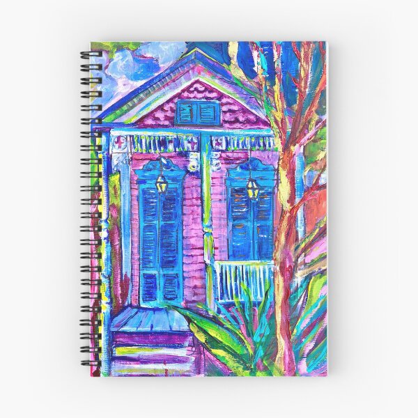 Item preview, pink and blue shotgun house (original painting design) designed and sold by hayleyroussel.